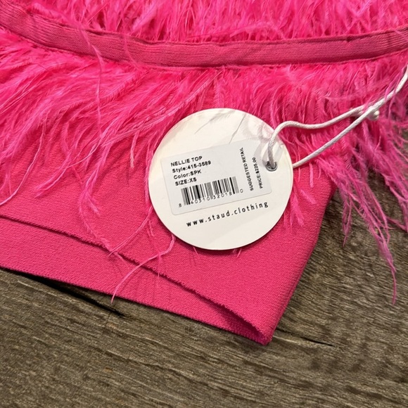 STAUD  Nellie Feather Top in Hot Pink- XS,S - Picture 8 of 14